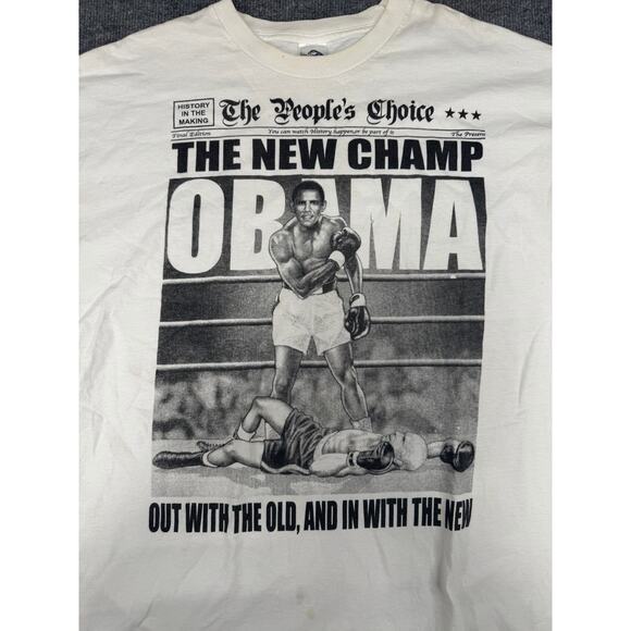 Vintage Obama Boxing T-Shirt 3XL The New Champ Political Graphic Tee AA Apparel - Picture 13 of 15